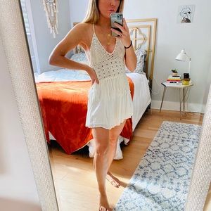 White Crochet Halter Romper from LF, size S